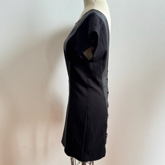 Vintage Y2K ALICE + OLIVIA Black Leather Corset-Back Mini Dress - Picture 8 of 11
